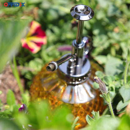 OFFIDIX Vintage Glass Spray Bottle, 300ML Plant Mister with Plastic Top Pump, Garden Sprayer, Cleaning (Brown)