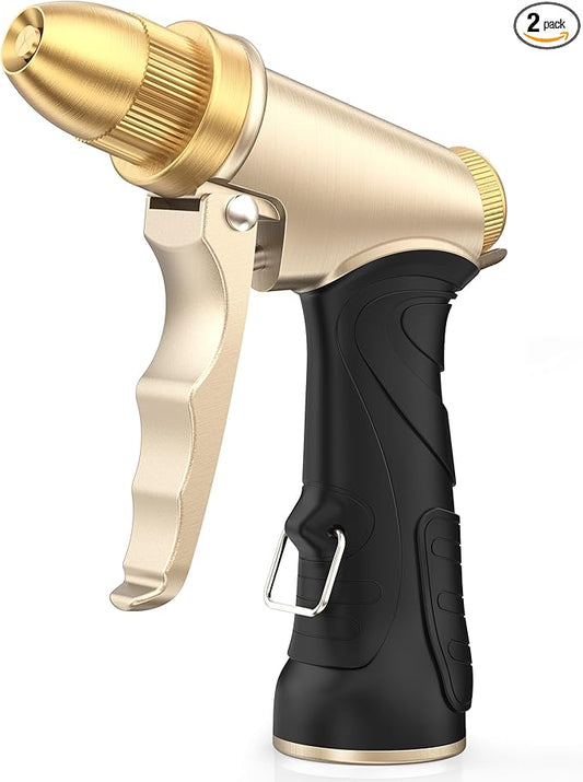 RAINPOINT Heavy Duty Metal Spray Nozzle for Garden Hose, High Pressure Garden Hose Nozzle with Adjustable Spray Patterns for Watering Plants, Car Washing, and Pet Showering (2 pcs)