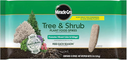 Miracle-Gro Tree and Shrub Plant Food Spikes, For Deciduous, Flowering and Evergreen Trees, 12 Spikes