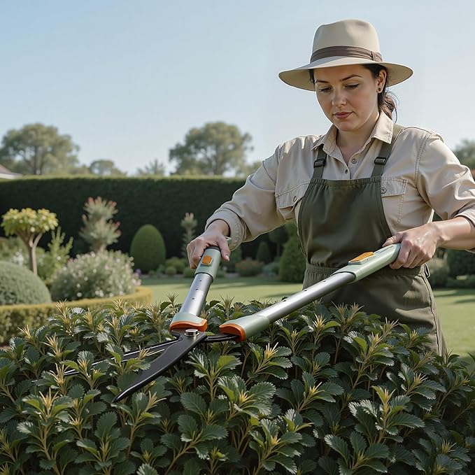 PrunePro Hedge Shears 27"-35" Extendable Handle Trimmer Clippers with Wavy Sharp Stainless Steel Blade Garden Shears Bush Cutters