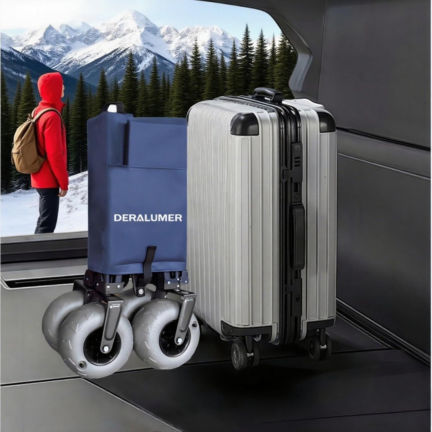 Beach Cart，Beach Wagon with Big Wheels for Sand，Retro Blue Style，Load-Bearing Capacity of 220 pounds,Suitable for Outdoor Camping Storage and Transportation（Blue）