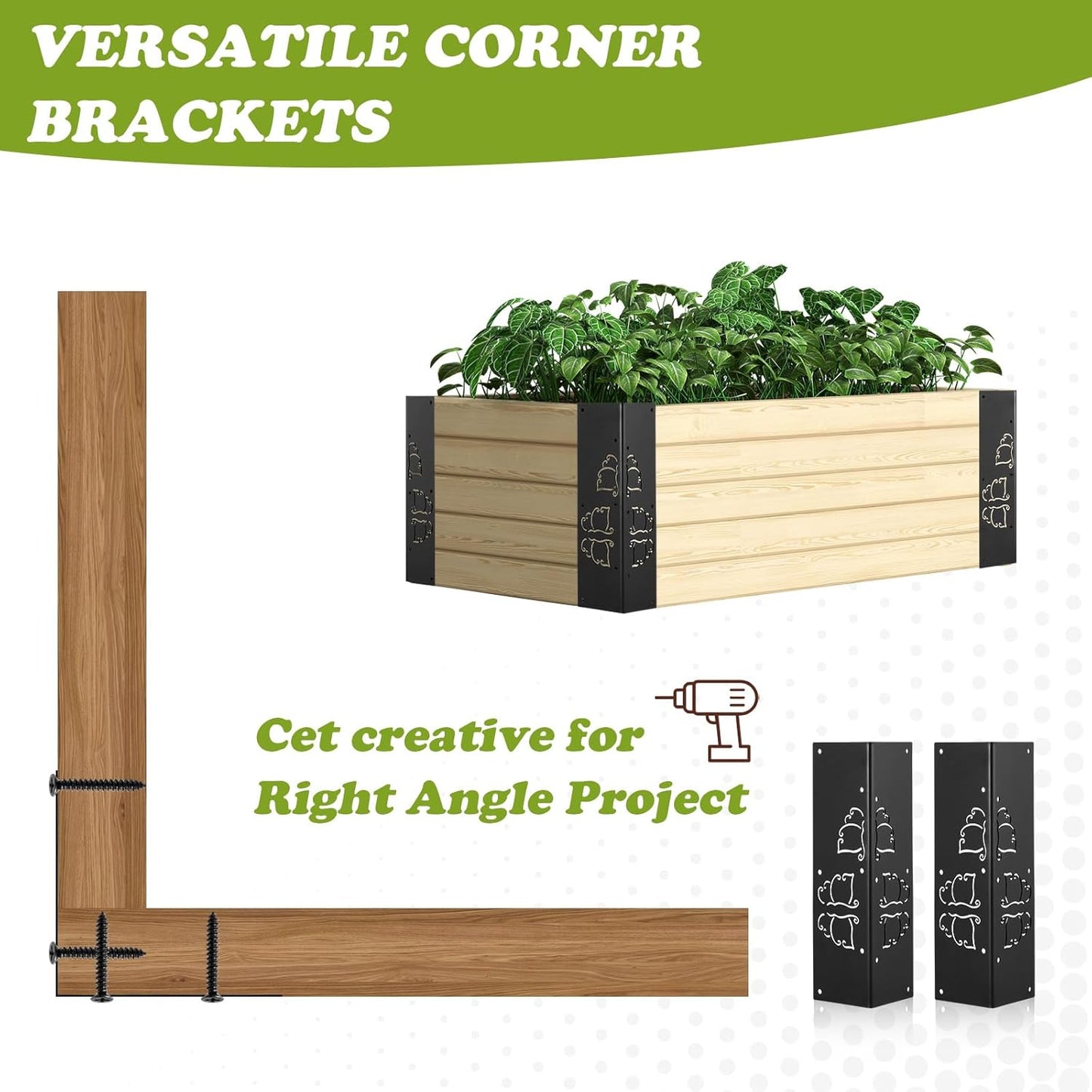 4 Packs Planter Raised Beds Corner Brackets 11 in Metal L Brackets with Screws Black Angle Corner Bracket Connectors for plants 11" x 3" x 3" for Wood Flower Box Angle Brace Black Butterfly