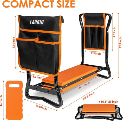 Garden Kneeler and Seat, Foldable Garden Stool, Heavy Duty Garden Chair for Kneeling and Sitting, Gardening Gifts for Women, Grandparents, Seniors, Mom & Dad