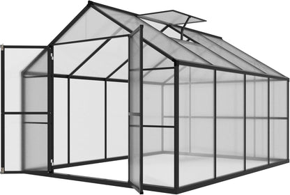 BlueWish 8x8FT Greenhouse for Outdoors, Greenhouses with Adjustable Vents, Lockable Door, Outdoor Aluminum Greenhouse Kit with Polycarbonate Panel, Walk-in Green House for Garden, Backyard, Gray