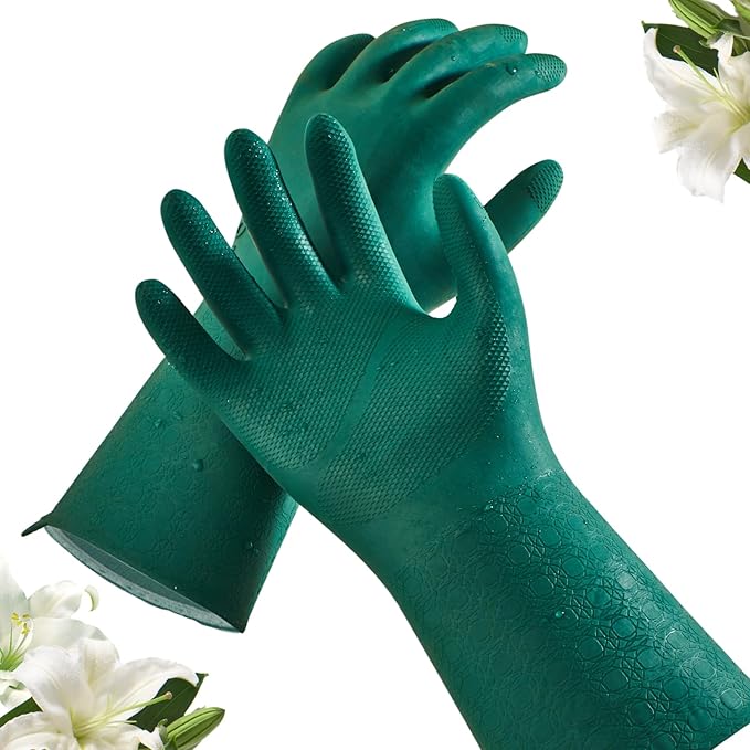 Vgo... Extra Long Gardening Gloves,Double-layer,Waterproof,Slip-Resistant,Chemical-Resistant Glove for Gardening,Outdoor Work(TP1117)