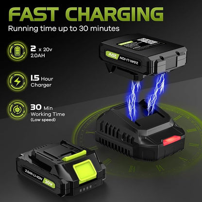 Leaf Blower, Electric Cordless Leaf Blower with 2 Batteries and Charger, 2 Speed Mode, Lightweight Leaf Blowers for Blowing Leaves, Lawn Care, Patio Cleaning and Dust