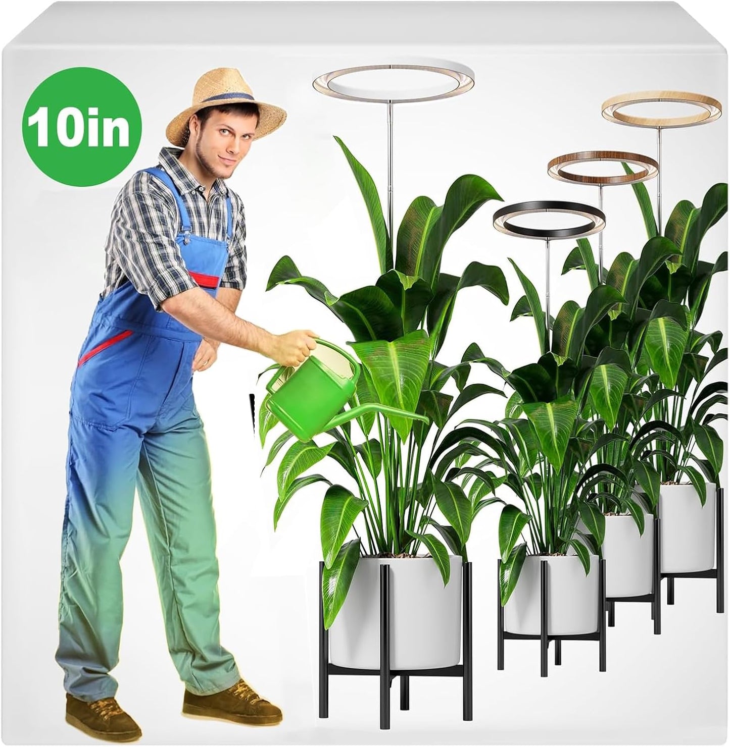 10" Grow Lights for Indoor Plants Full Spectrum, 160 LEDs Large Plant Light for Indoor Plants, Height Adjustable 11"-65" Growing Lamp with Auto On/Off Timer 3/9/12H, 9 Dimmable Brightness,White