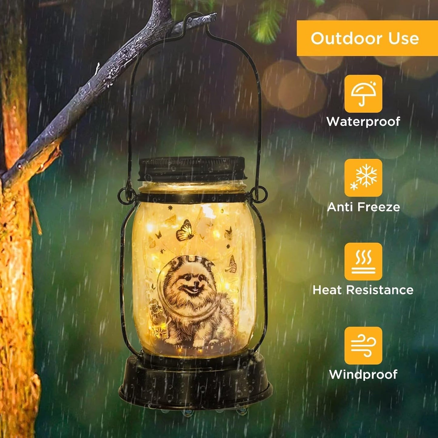 Pomeranian Gifts for Women/Men Pomeranian Solar Lanterns Dog Mom Birthday Dog Lovers Lantern Pet Loss Pet Memorial Lights Solar Garden Decoration for Yard, Patio,Backyard,Porch Torches