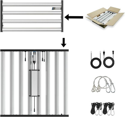 Phlizon FD9600 1000W Plant Led Grow Light for 4x4 5x5 6x6 7x7ft Indoor Commercial Plants Daisy Chain Dimmable Grow Light Brand Driver Foldable Full Spectrum UV IR Growing Lamps (FD9600)