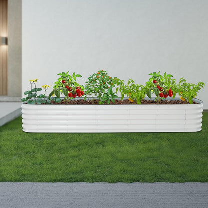 Galvanized Raised Garden Bed Kit, Large Oval Metal Deep Root Planter Box for Outdoor Gardening Planting Plants Vegetables Flower Herb (9.35ft)