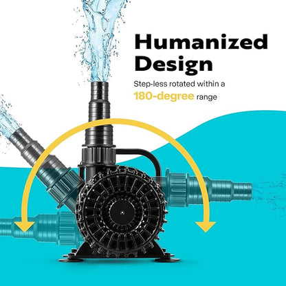 VIVOHOME 100W 1600GPH Submersible Water Pump with 180° Seamless Adjustable Nozzle and Barrier Bag for Koi Pond Waterfall Fountains Fish Tank