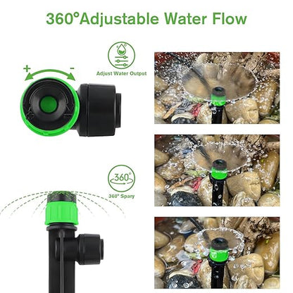 Kalolary Drip Irrigation Emitters, 50PCS Adjustable 360 Degree Water Flow Drippers Emitters for 1/4" Drip Irrigation System Tubing, Garden Irrigation Drippers for House Flower beds(Medium Green)