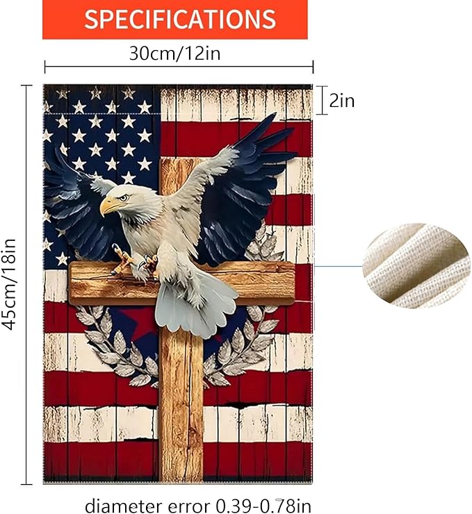 Patriotic Stars and Stripes Eagle Garden Flag 12x18 Inch Double Sided Outside, USA 4th of July Memorial Day Independence Day Yard Outdoor Decoration