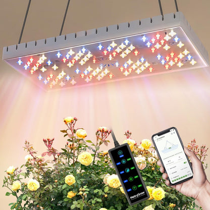 Grow Lights for Indoor Plants, [Smart APP & Expansive 2x2 Ft Coverage] Genuine 48Watt LED Full Spectrum Hanging Growing Plant Lamps, 8-Level Brightness（No Stand）