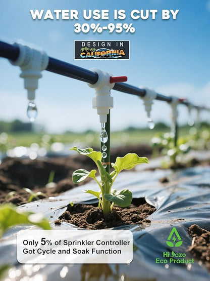 Smart Sprinklers Controller WiFi, Irrigation Controller Easy Use App Enabled, 4 Zone + 16 Plans, Save Water Auto Skip Rain, Freeze & Wind, 10 Minutes Install (Light Blue)