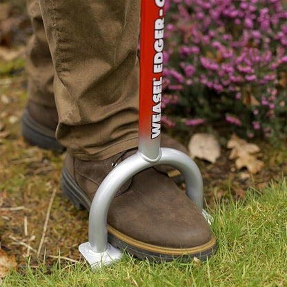 GARDEN WEASEL Edger-Chopper – Black Grip | Manual Lawn Edger Tool for Garden Beds, Sidewalks, Patios & Landscaping | T-Handle, Half Moon Blade | 91716-A