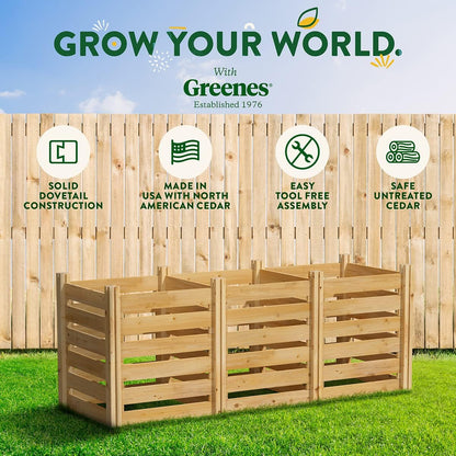 Greenes Fence Cedar Wood Composter, 24" W x 72" L x 31" H / 231.9 Gallons - Made in USA with North American Cedar