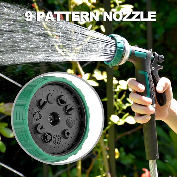 Retractable Garden Hose Reel, 120Ft x 1/2" Durable Wall Mounted Water Hose Reel with 180¡ãSwivel Bracket, 9 Pattern Sprayer, 6Ft leader hose, Smooth Automatic Rewind, Any Length Lock.