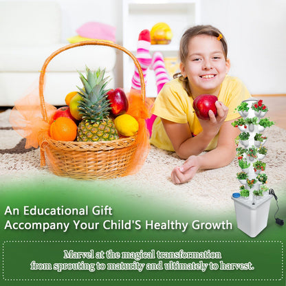 7 Layer 35 Pots Vertical Hydroponic Tower System, Hydroponic Grow Tower Kit with Water Pump & Timer Including & Smart Plug, for Vegetable Herb Fruit, Gardening Lover Plants Grow Kit Tower