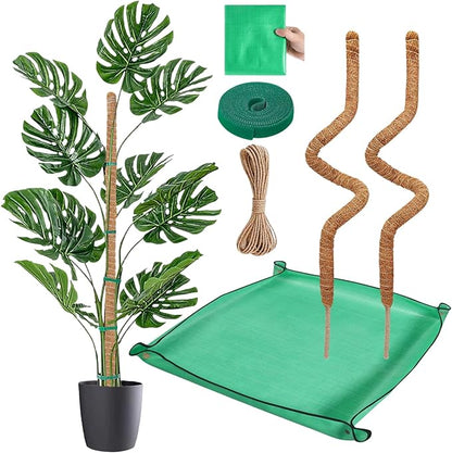 GUIDOT 2 Pack Moss Pole Monstera Plant Support with Repotting Mat, 28 Inch Plant Support Stakes, Plant Sticks Support Tall for Indoor Potted Climbing Plants, Pothos, Philodendron