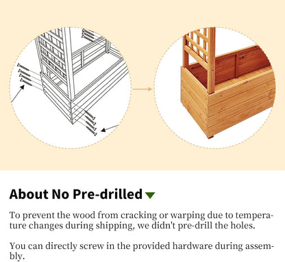 Raised Garden Bed Wooden Patio Planter with Trellis Outdoor Climbing Cucumber Box Pots Tomato Flower Vegetable Herb Porch, Tall Hanging Roof, Orange, 42.5" L x 17.3" W x 66.1" H