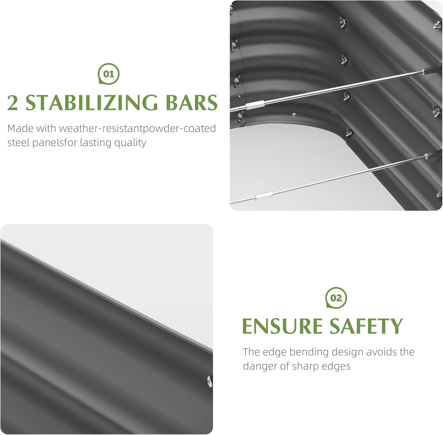 DDK Galvanized Raised Garden Bed, Outdoor Planter Bed, 4x2x1.5ft Metal Planter Box for Gardening and Planting,GD