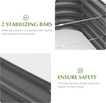 DDK Galvanized Raised Garden Bed, Outdoor Planter Bed, 4x2x1.5ft Metal Planter Box for Gardening and Planting,GD