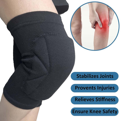 Soft Knee Pads for Dancing - Adult Kneepads for Football, Volleyball, Wrestling- Elastic and Shock-Absorbing Knee Compression Sleeve for Skating, Cycling, Mountain Biking & Working, Black XL