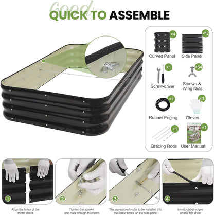 G GOOD GAIN 4-in-1 Adjustable Raised Garden Bed Kit | Galvanized Planter Boxes for Vegetables, Flowers | 12" Tall, Multiple Sizes (5x3x1ft, 4x4x1ft, 6x2x1ft, 7x1x1ft) | Outdoor Metal Raised Bed, Grey