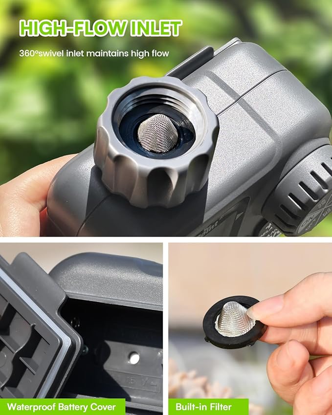 RAINPOINT Sprinkler Timer - Cycle & Soak Water Timer for Garden Hose with Rain Delay/Automatic Watering/Manual Watering, Programmable for Lawn, Yard, Irrigation System, Outdoor