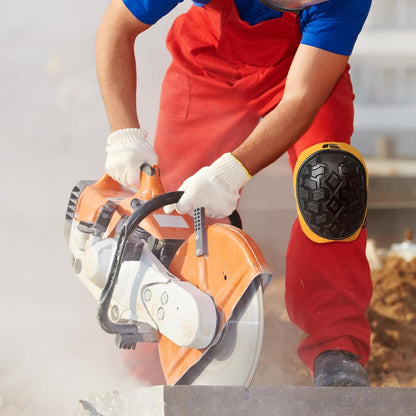 Professional Knee Pads for Work Construction with Heavy Duty Cap Foam Padding Gel Cushion Knee Pads for Men, Comfortable Adjustable Strong Strap, Military Grade Rivet for Flooring Gardening, Yellow