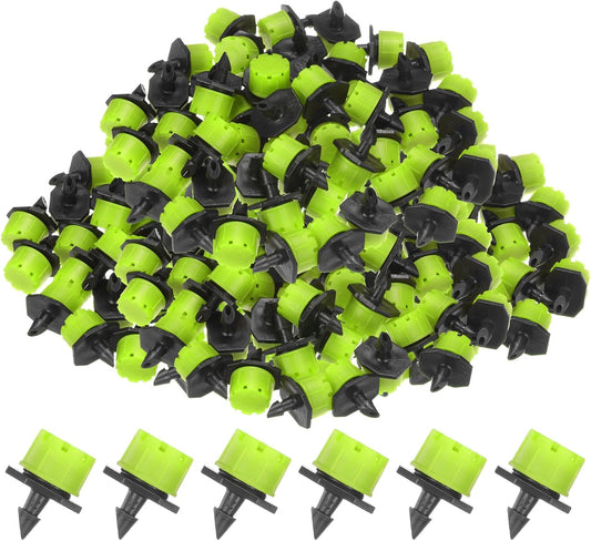 400-Pack 360 Degree Adjustable Irrigation Dripper, 1/4 Inch Barbed Emitter Drip Sprinklers for Garden/Greenhouse/Flower Bed/Watering System, Anti-Clogging Emitters [Green]