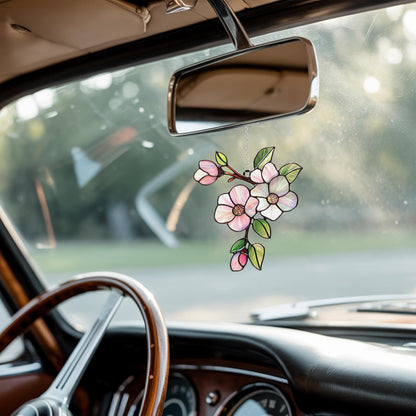 Magnolia Flower Acrylic Suncatcher Stained Glass Effect Window Car Hanging Christmas Ornament Indoor Outdoor Decor Garden Sun Catcher Panel Gifts for Flower Lover for Women Mom Grandma