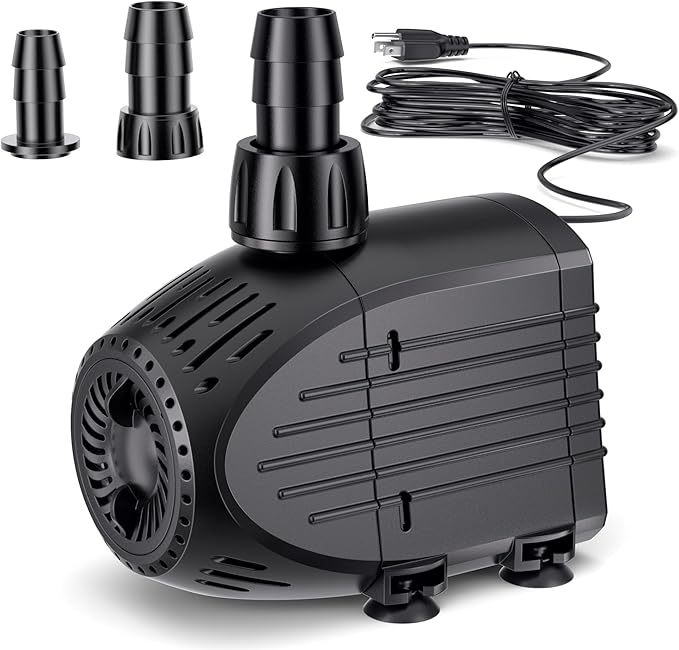 NFESOLAR 880GPH Submersible Pump, 60W Ultra Quiet Submersible Water Pump with Dry Burning Protection 9ft High Lift for Fish Pond, Fountains, Waterfall, Hydroponics, Aquariums KF206