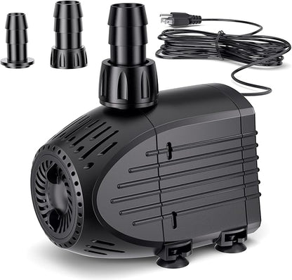 NFESOLAR 880GPH Submersible Pump, 60W Ultra Quiet Submersible Water Pump with Dry Burning Protection 9ft High Lift for Fish Pond, Fountains, Waterfall, Hydroponics, Aquariums KF206