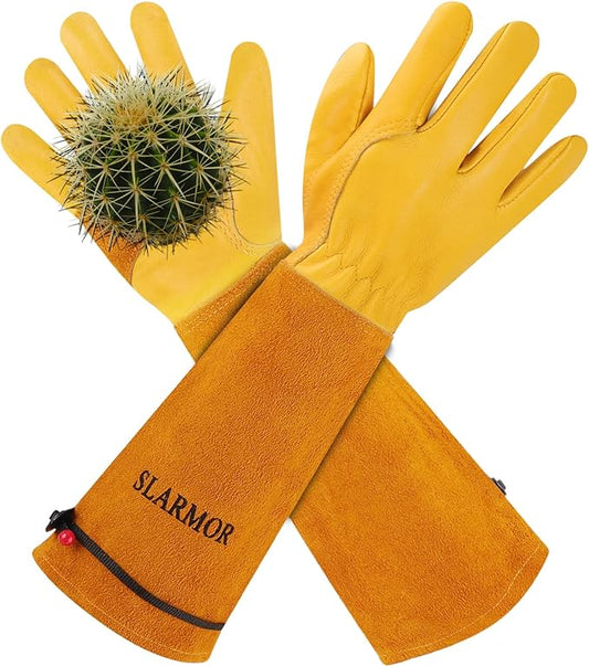 Long Gardening-Gloves Women/Men-Thorn proof Rose Pruning Heavy Duty Gauntlet-M
