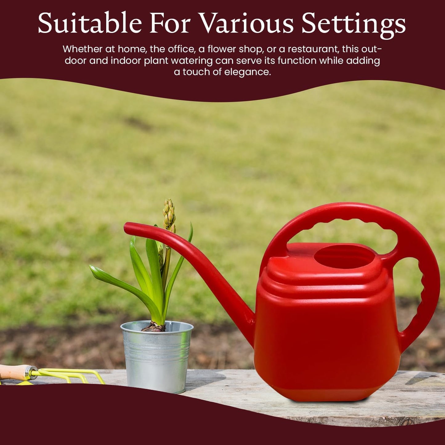 KP KOOL PRODUCTS 2 Liter Red Watering Can – Drable Plastic Indoor & Outdoor Plant Waterer – Lightweight Garden Tool with Easy Pour Spout – Perfect for Flowers, Herbs, Lawns & Houseplants – 1 Pack