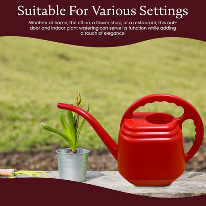 KP KOOL PRODUCTS 2 Liter Red Watering Can – Drable Plastic Indoor & Outdoor Plant Waterer – Lightweight Garden Tool with Easy Pour Spout – Perfect for Flowers, Herbs, Lawns & Houseplants – 1 Pack