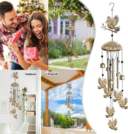 Wind Chimes for Outside, Metal Wind Chimes House Outdoor Decor for Garden Backyard Front Porch Patio, Mom Women/Men Birthday House Warming Gifts, Hummingbird Windchimes