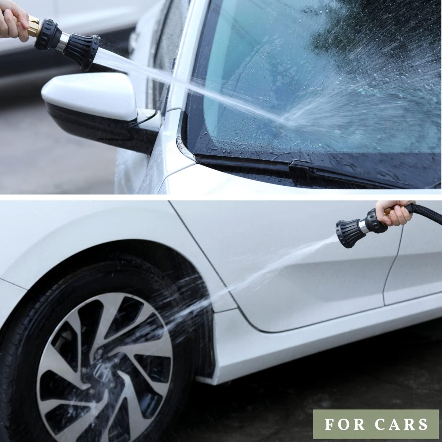 HOSUN Fire Hose Nozzle for Garden Hose, Heavy Duty Fireman Style Garden Hose Nozzles, Leak Proof & Adjustable Water Nozzle High Pressure, Best for Watering Plant & Lawn, Washing Car & Pet (Black)