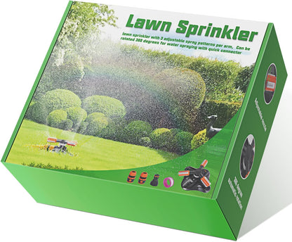 Garden Sprinkler,Upgrade Lawn Sprinklers Automatic 360 Degree Rotating Irrigation Grass Water Sprayer System,Garden Hose Sprinkler for Yard/Built in 36 Units Angle Spray Nozzles(Orange)-1Pack