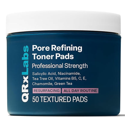 Pore Refining Toner Pads with Salicylic Acid and Niacinamide in a Witch Hazel Solution - With Vitamins B5, C & E, Chamomile & Green Tea - Helps Reduce the Look of Enlarged Pores