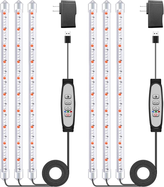 Tri-Bars Grow Light Strips for Indoor Plants with Auto ON/Off Timer 6/12/18H, 5 Dimmable Levels for Shelves Plant Growing(Pack 2)
