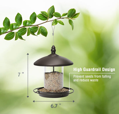 Metal Roof Bird Feeder - Chew Proof for Outdoor Hanging Wild Bird Seeds. Bronze