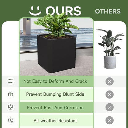 Steel Planter Box-24"x24"x24"-Large Square Planter Box-Outdoor Indoor-Cube Steel Planter Heavy Duty Black Metal Planter Flower Pot Commercial Residential for Home Garden Porch Hotel Patio