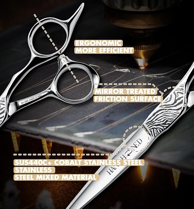 Professional Hair Cutting Scissors - SUS 440C & Cobalt Stainless Steel Barber Shears Fine Adjustment Tension Premium Shears for Hair Cutting (Hair Cutting Scissors S4, 6.0 Inches)