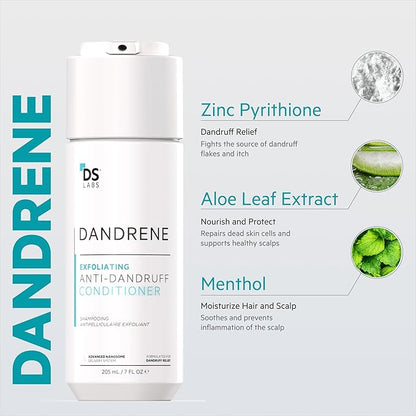 DS Labs Dandrene Dandruff Conditioner, 205mL - for Itchy, Flaky Scalp, Moisturizing Conditioner with Aloe Vera, Supports Scalp Health & Oil Control, For Seborrheic Dermatitis & Psoriasis