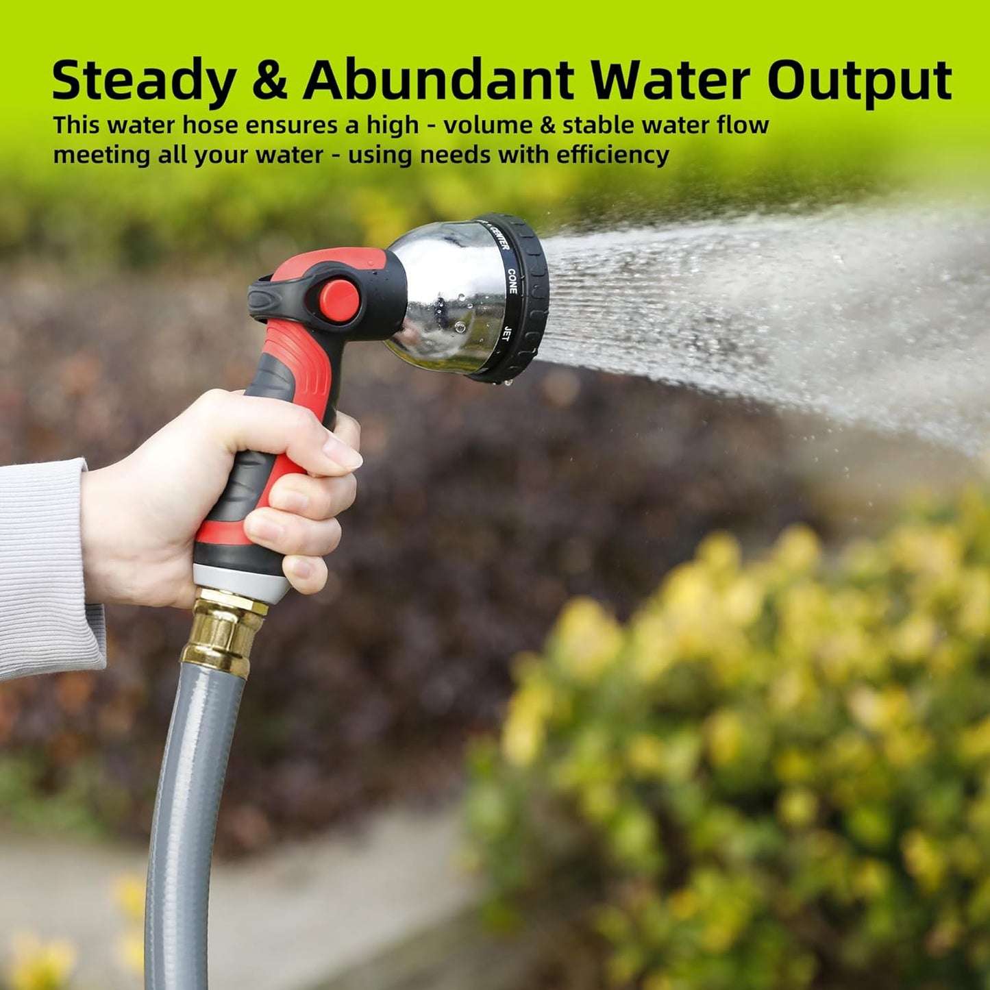 Worth Leader Short Garden Hose 3/4 in. x 10 ft. -Heavy Duty,Durable,Lightweight,Male to Female Fittings -No Kink Leakproof PVC Flexible Water Pipe -Brass Aluminum Ends for Household & Commercial-Gray