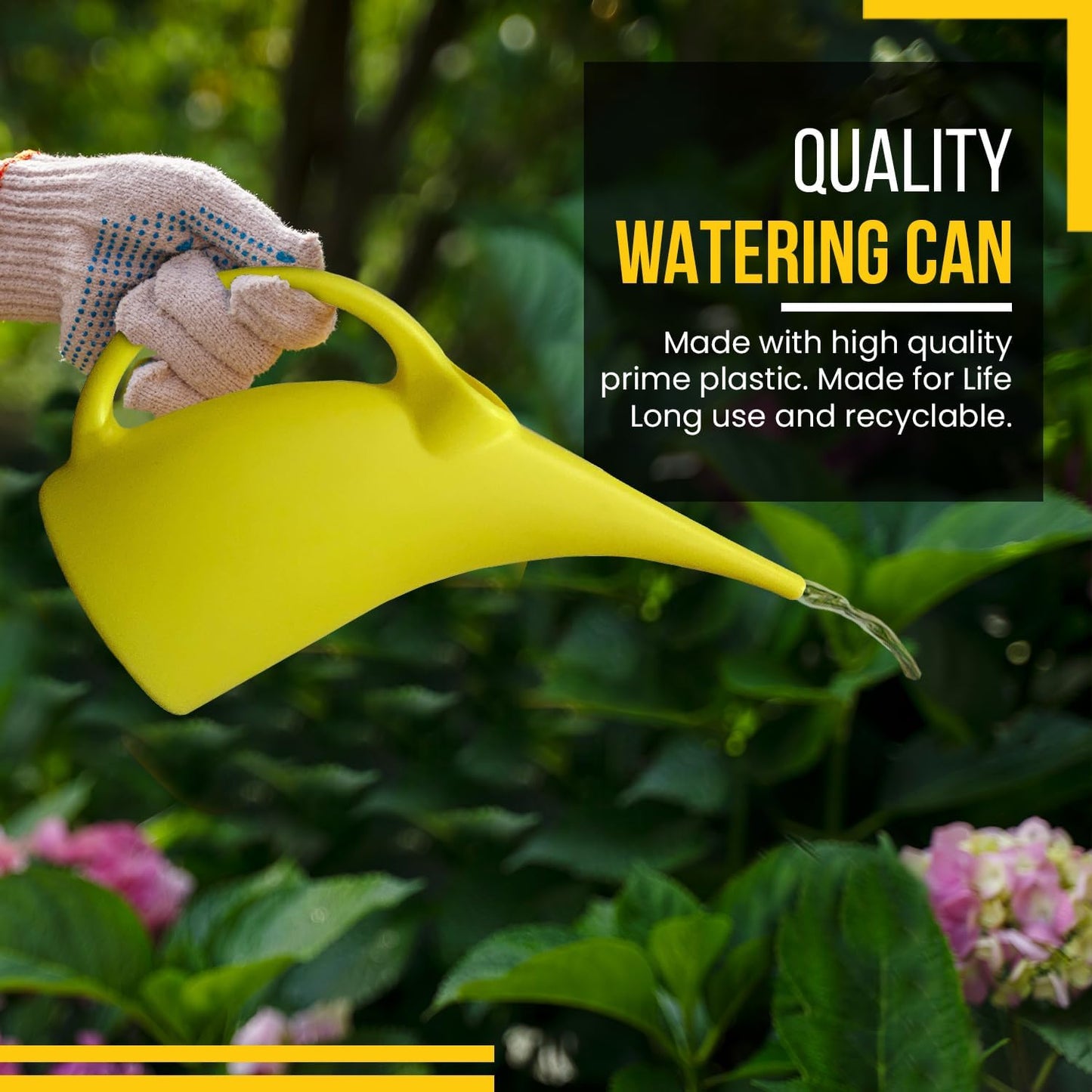 KP KOOL PRODUCTS Small Watering Can 1/2 Gallon for Indoor Plants - Outdoor Watering Can for Garden - Yellow Plant Waterer - 1 Pack