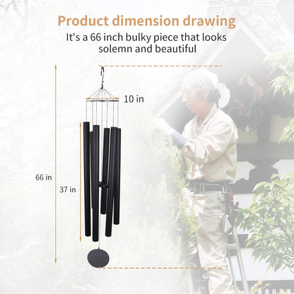 Taman Large Wind Chimes, 66” Wind Chimes for Outside Deep Tone Memorial Sympathy with 6 Tuned Tubes Gifts for Patio Balcony Garden Yard Home Decor